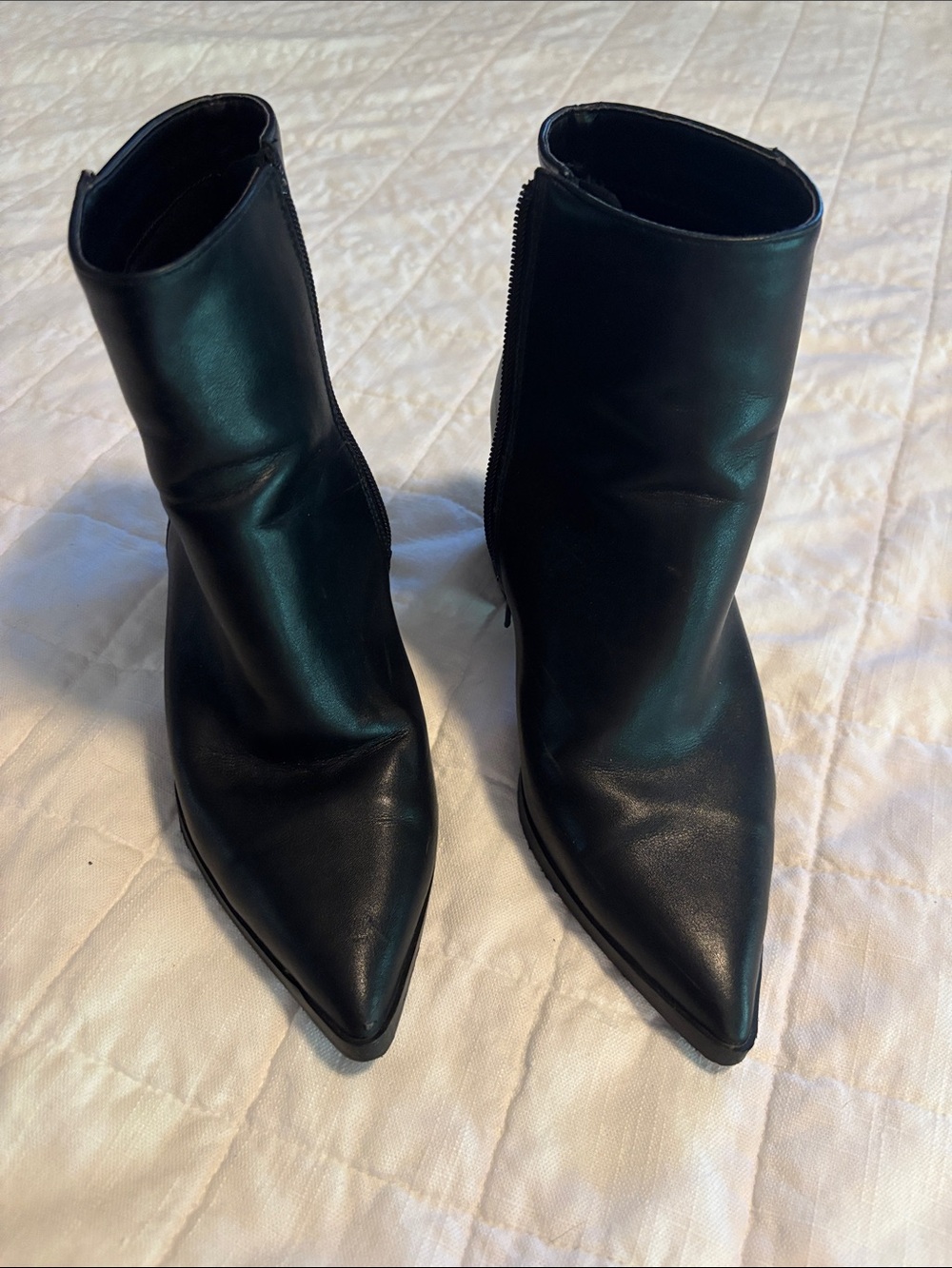 SHEIN Black Pointed Toe Zip Ankle Boots